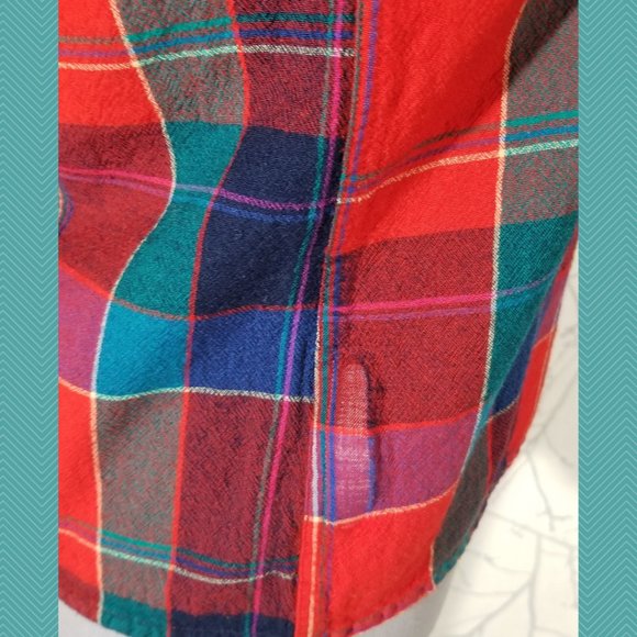 Pendleton VTG Red Plaid Wool USA Made Button Front Shirt - Picture 4 of 7